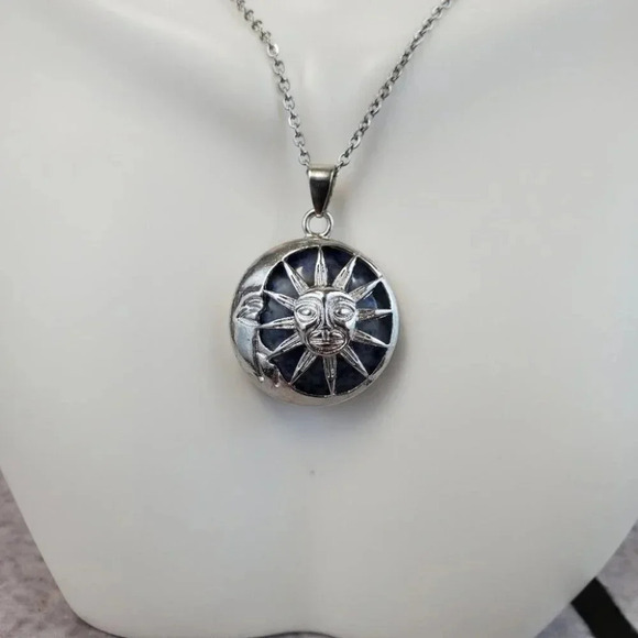 Sodalite Sun and Moon Pendant Necklace - Picture 7 of 10